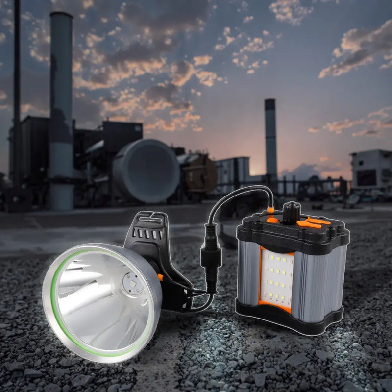 Foco Linterna Led De Caza Camping Minería Dp-p98 Color Negro