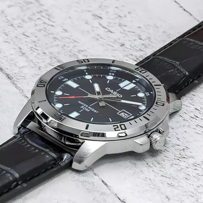 Reloj Casio Mtp-vd01l-1e Analógico Con Correa De Resina Color Negro - Bisel Plateado