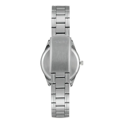 Reloj Mujer Casio Ltp-v005d-2b2udf Color De La Correa Plateado Azul Ltp-v005d-2b2