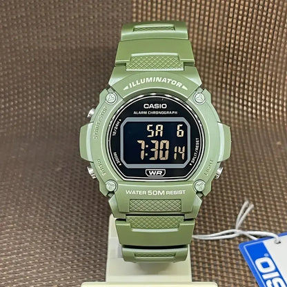 Reloj Pulsera Digital Casio W-219hc-3bvdf Con Correa De Resina Color Verde - Bisel Negro