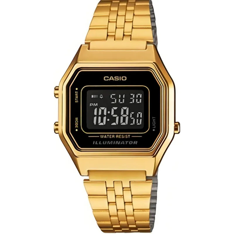 Reloj Casio Digital Mujer La-680wga-1b Dorado Negro