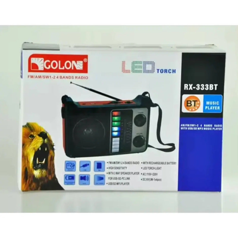 Radio Fm Usb Player Sd Linterna De Emergencia Recargable Neg Negro