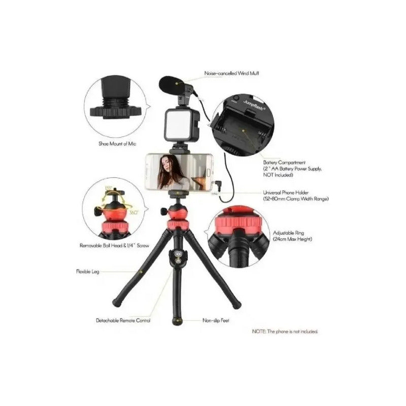 Kit De Accesorios Video-making Ay-49g Tripode + Luz + Mic