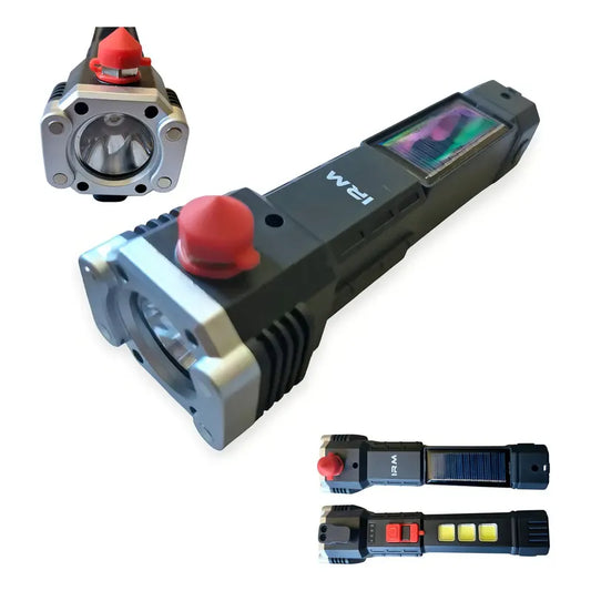 Linterna De Mano Led Con Carga Solar Y Usb 12613 Linterna Negro Luz Blanco