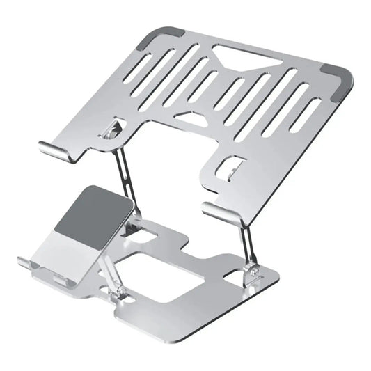 Soporte Para Laptop Y Teléfono Portátil Ajustable Metal 2en1 Gris