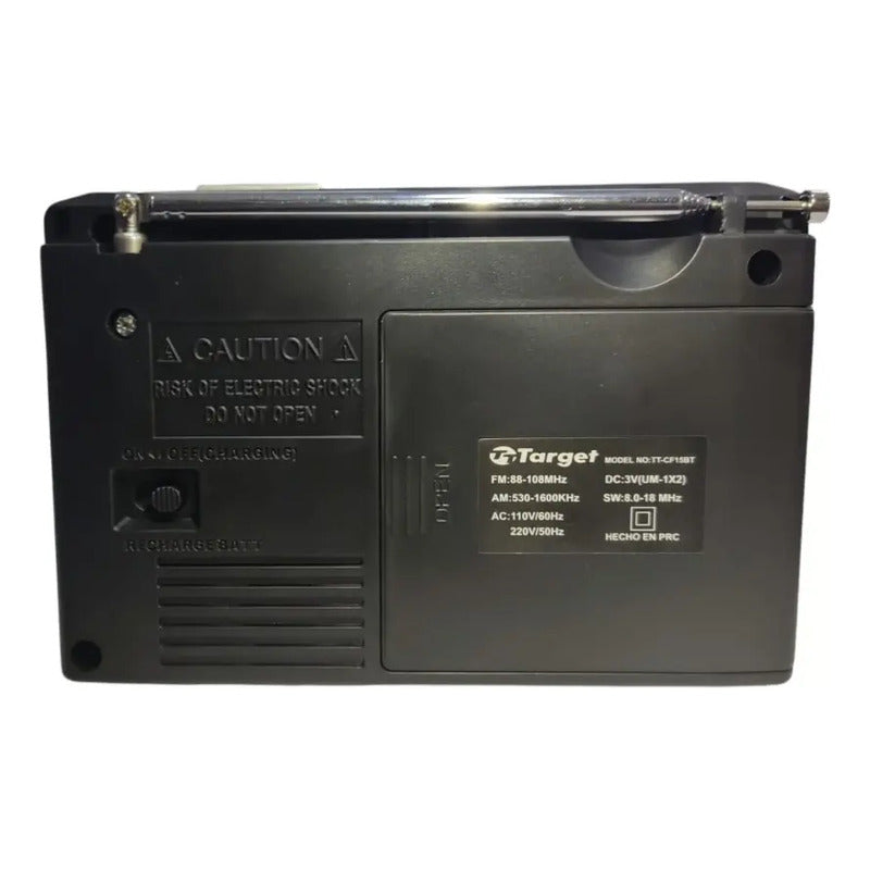 Radio Portátil Target Bluetooth Usb Am/fm/sw Negro Conexión Sd Cf15