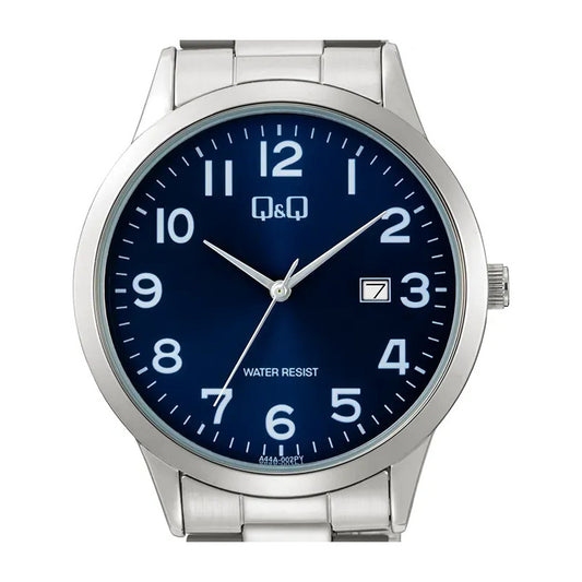 Reloj Q&q A44a Acero Inoxidable Para Hombre Plateado Azul