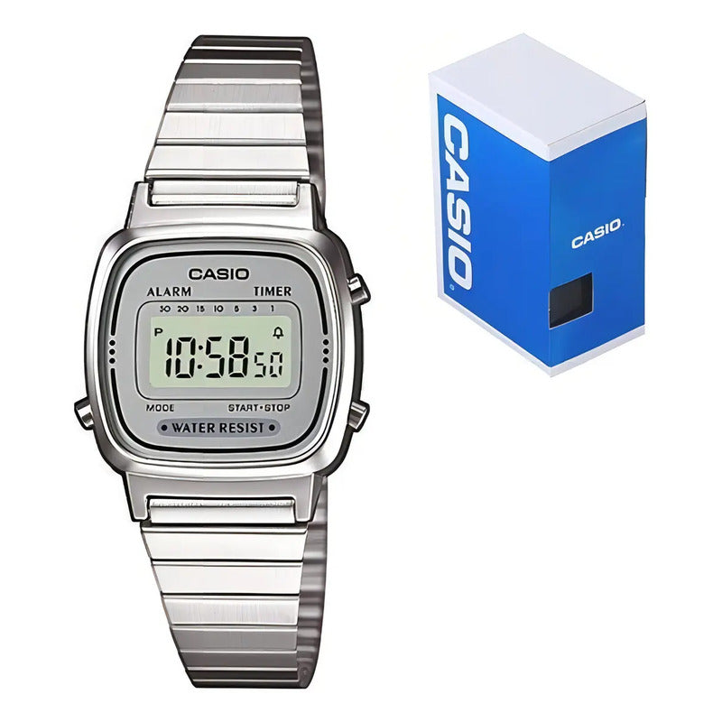 Reloj Plateado Casio Vintage La670wa-7df Para Mujer Plateado Gris