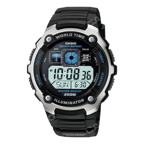 Reloj Casio Core 10 Años Modelo Ae-2000w-1 Negro/azul