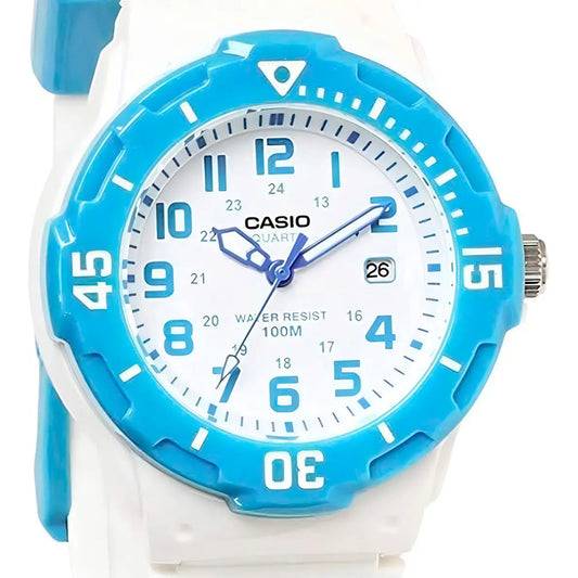 Reloj Casio Mujer Modelo Lrw-200h-2bvdf Color De La Correa Blanco Color Del Bisel Blanco Color Del Fondo Rosa