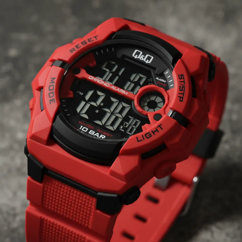 Reloj Q&q Hombre Deportivo Digital G34a-002vy Rojo Negro