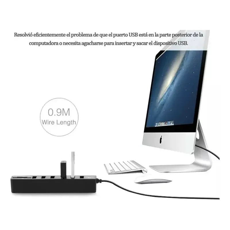 Hub 6 Puertos Multi Usb 3.0 Adaptador Con Lector Tarjeta Sd Negro