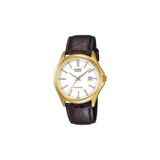 Reloj Casio Mtp-1183q-7adf Cuarzo Hombre Color De La Correa Marrón Color Del Bisel Dorado Color Del Fondo Blanco