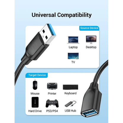 Cable Extensión Usb 3.0 Macho Hembra Vidvie Hd06-2 5gbps 2m Negro