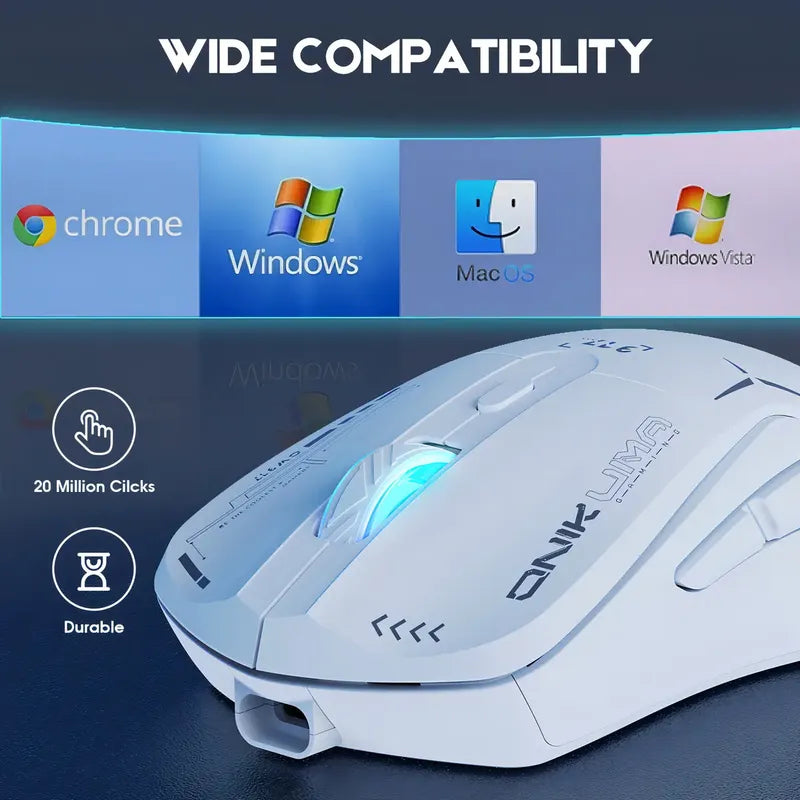 Mouse Gamer Inalámbrico Onikuma 7 Botones 4800dpi Rgb Recarg Color Blanco
