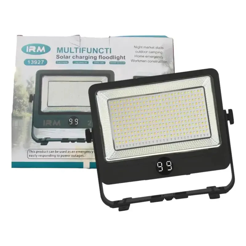 Reflector Led Solar Recargable Portable 200w Multifuncional Negro Blanco