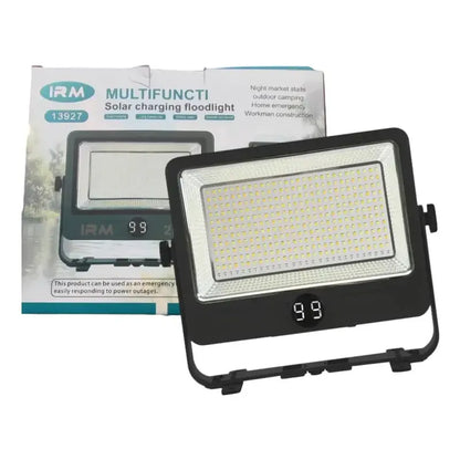 Reflector Led Solar Recargable Portable 200w Multifuncional Negro Blanco
