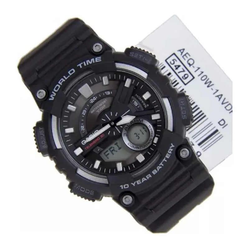 Reloj Casio Anadigi Para Hombre, Aeq-110w-1avdf-br, Correa De Color Negro Negro 3