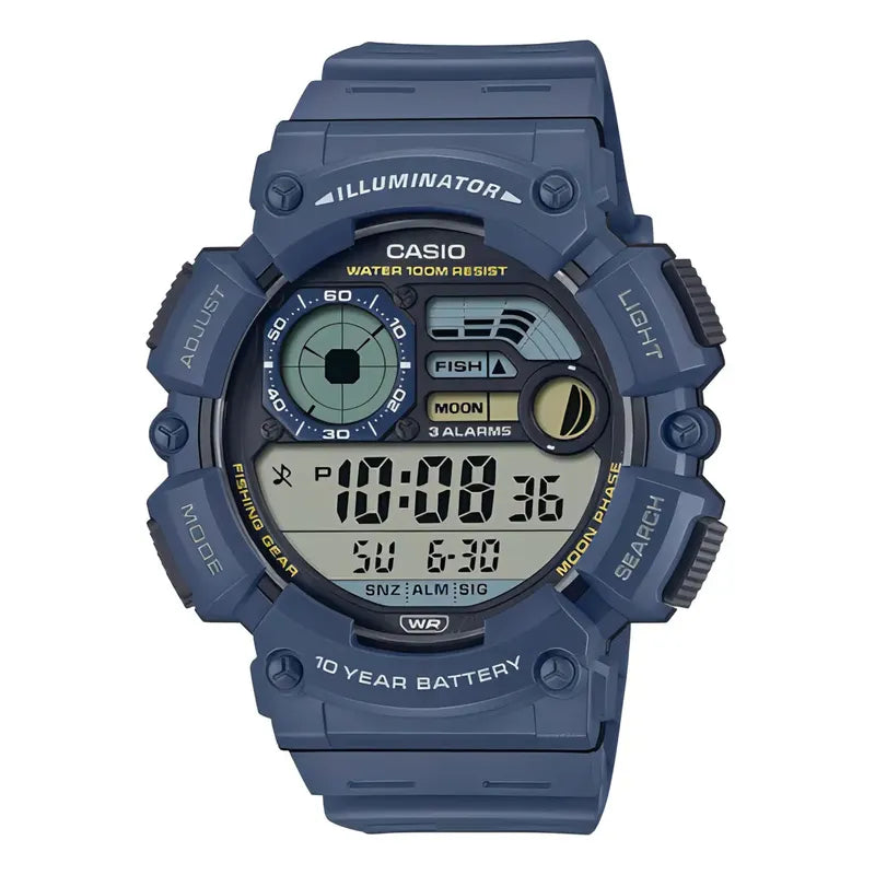 Reloj Casio Digital Ws-1500h-2a Datos Lunares Modo De Pesca Color De La Malla Azul