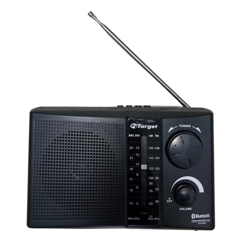 Radio Target Portátil Bluetooth/usb/4 Bandas Am/fm/sw1/sw2 Negro