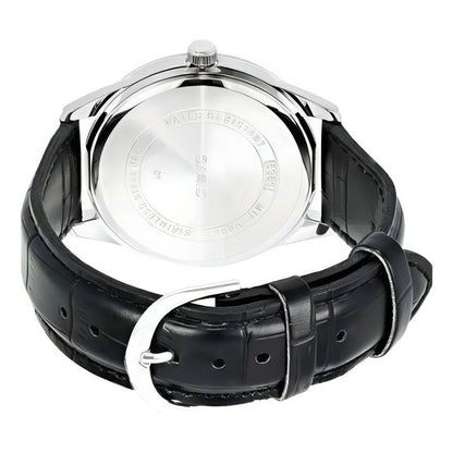 Reloj Casio Mtp-v005l-1b5 Para Hombre Con Correa De Cuero Plateado Black