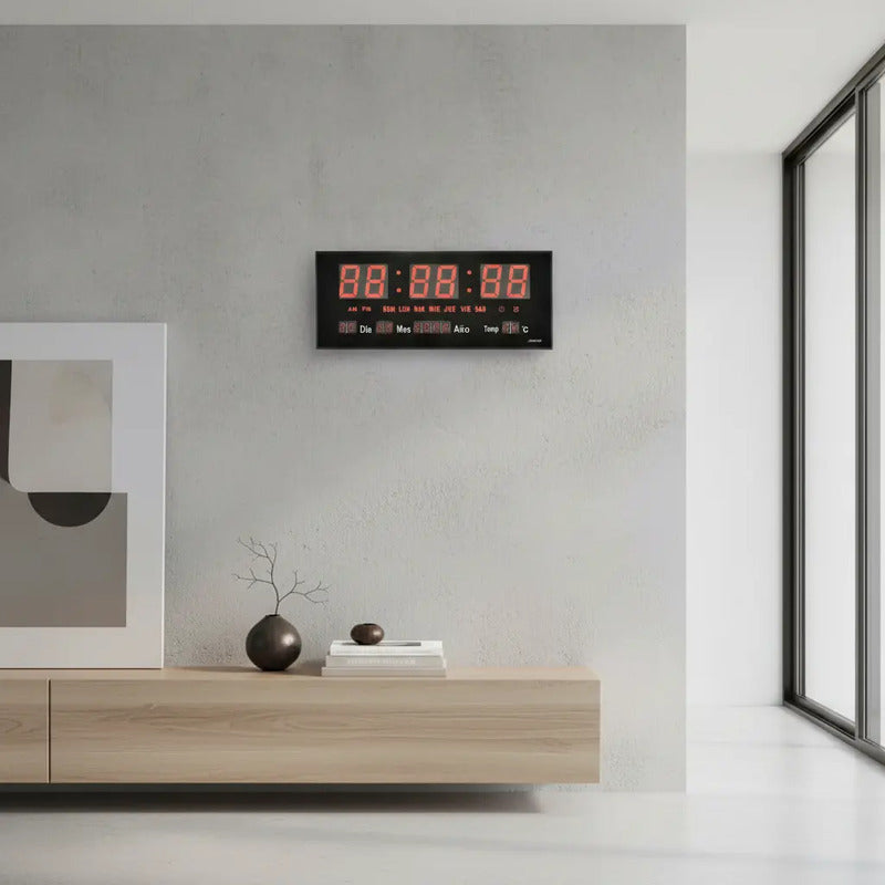 Reloj Digital Con Luz Led De Pared Hogar Temperatura Jh3615n Negro