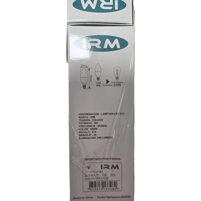 Pack 10 Ampolletas Led 6w E14 Tipo Vela Luz Fría Blanco Frío