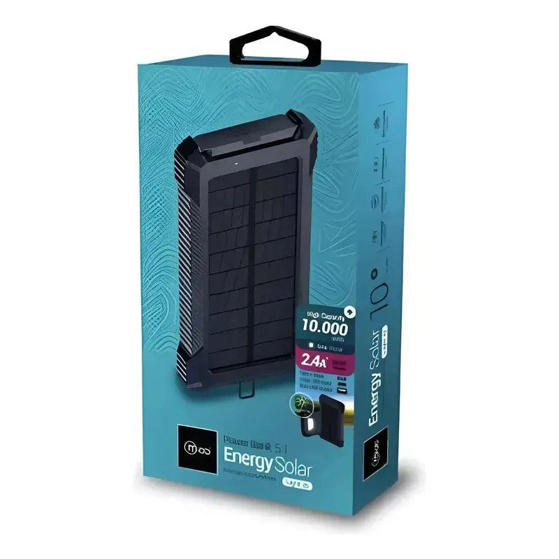 Cargador Portátil Solar Mlab De 10.000 Mah, Batería Externa Con Carga Rápida Y Linterna Negro