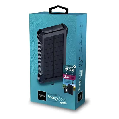 Cargador Portátil Solar Mlab De 10.000 Mah, Batería Externa Con Carga Rápida Y Linterna Negro