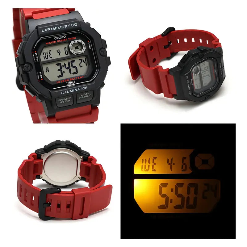 Reloj Casio Ws-1400h-4avdf 100m Vueltas 60 Laps Rojo - Ws-1400h-4av