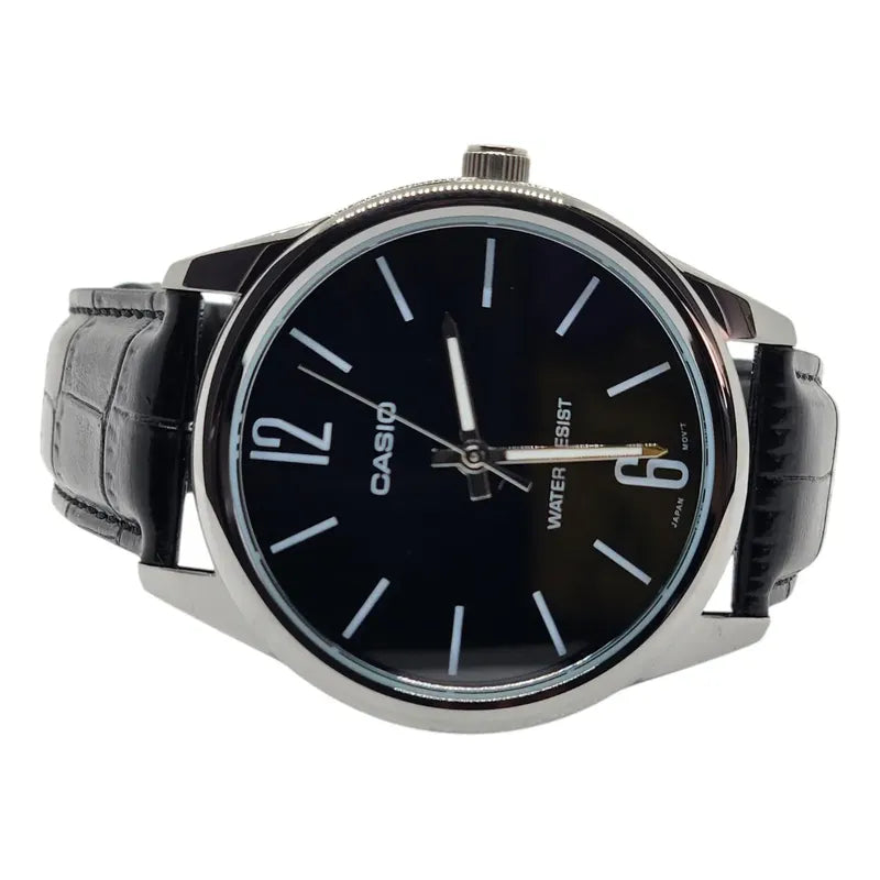 Reloj Para Hombre Casio Mtp_v005l_1b Mtpv005l-1budf Negro Plateado