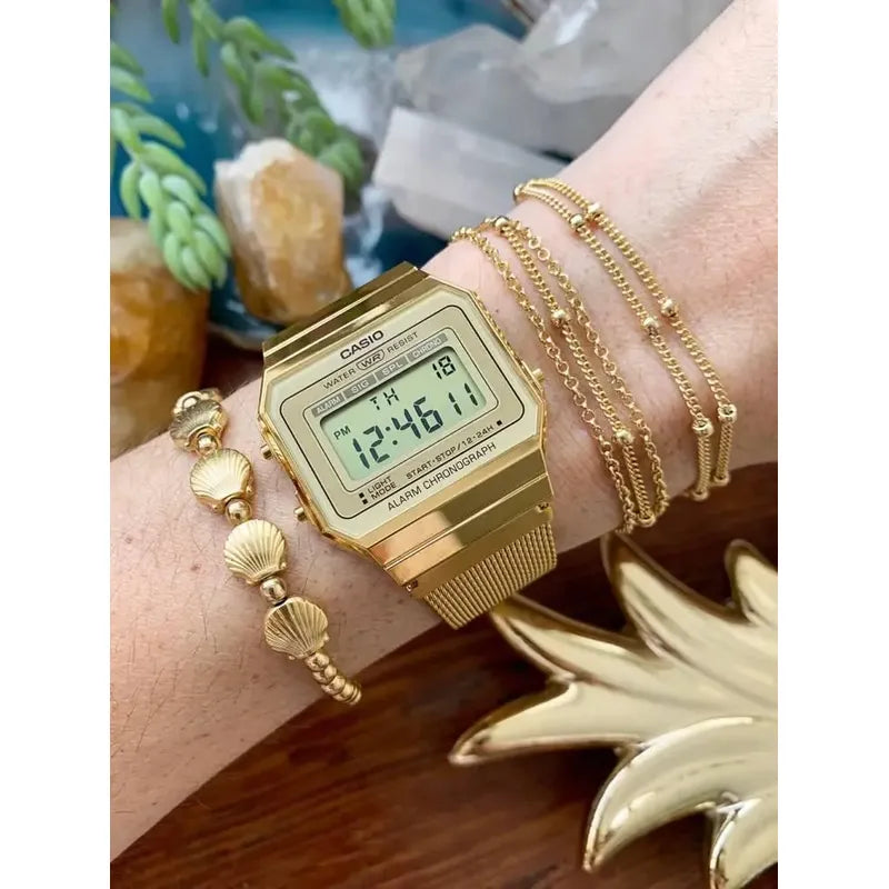 Reloj Casio, Vintage, Delgado, Dorado, Para Mujer, A700wmg-9adf