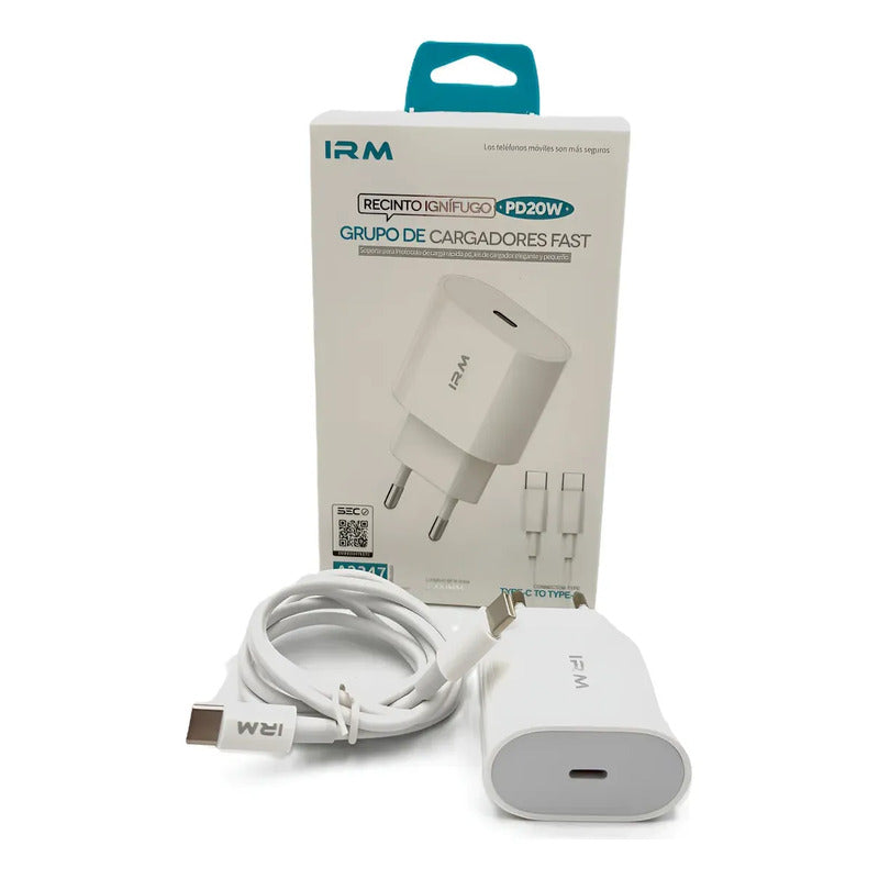Cargador Tipo C Con Cable C A C 20w Carga Rápida Irm A2347 Blanco