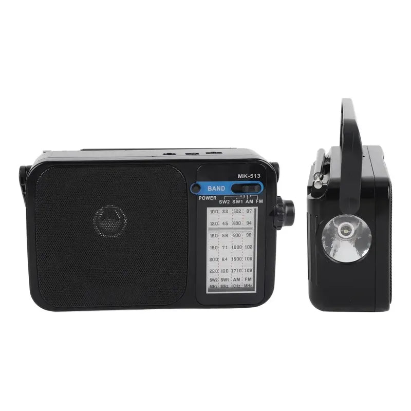 Radio Fm/am Con Linterna Incluida Recargable Y A Pila Negro