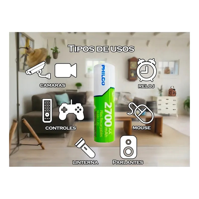 Pilas Recargables Philco Aa 2700 Mah Pack 5 Baterias, 1,2v