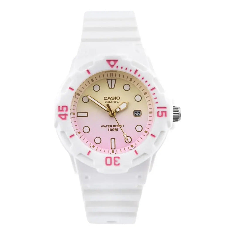 Reloj Casio Mujer Lrw-200h-4e2vdr Blanco Rosa/amarillo