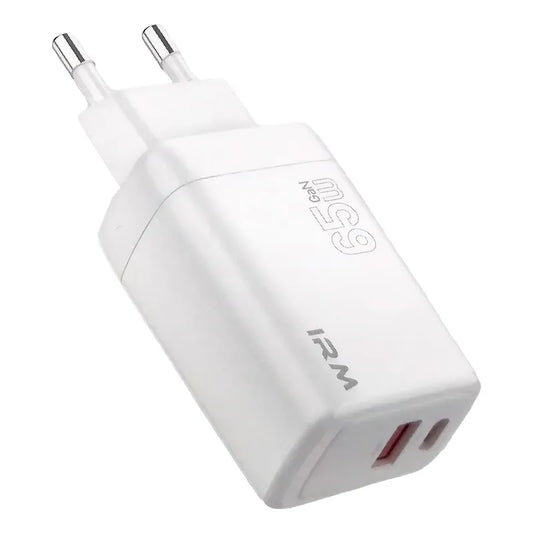 Cargador Gan 65w Compacto Doble Puerto Tipoc Usb A Blanco