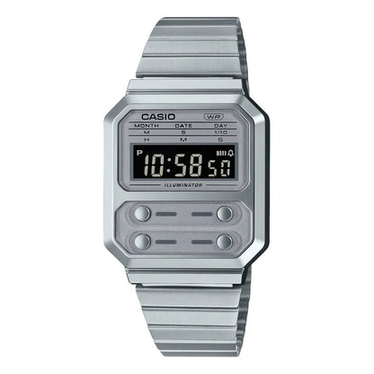 Reloj Casio Vintage A-100we-7b Agente Oficial Casiocentro Plateado