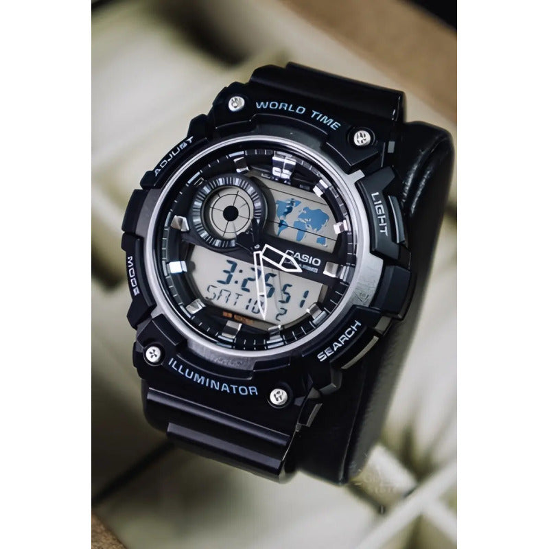 Reloj Casio Aeq200w-1avdf Cuarzo Hombre Color De La Correa Negro