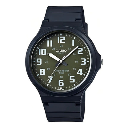 Reloj Casio Analógico Para Hombre Mw-240-3bv Negro Verde Oscuro