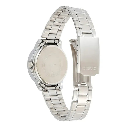 Reloj Casio De Mujer Analógico Con Correa De Acero Inoxidable Y Fondo Azul Plateado Azul Ltp-v004d-2b