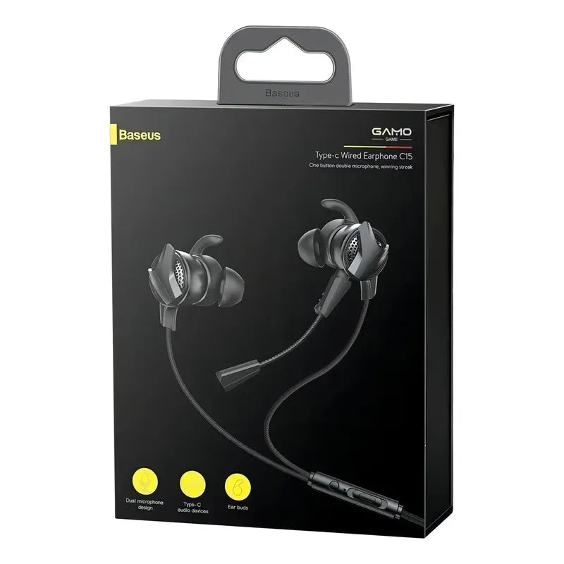 Audífono Usb C Gamer C15 - Blindado - Microfono - Baseus Color Negro (nuevo Con Caja Abierta)