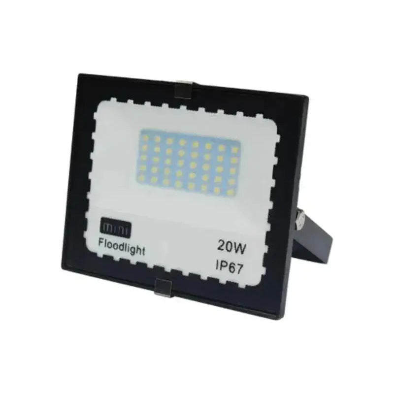 Mini Reflector Led Para Exteriores Impermeable 20w Negro Blanco Frío