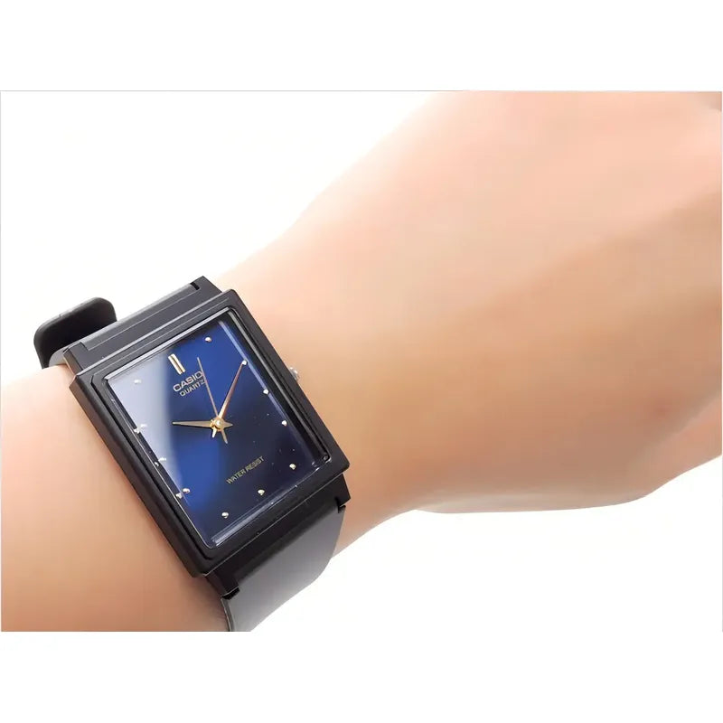 Reloj Casio Mq-38-2a Analógico Con Carátula Azul Y Correa Negra Negro