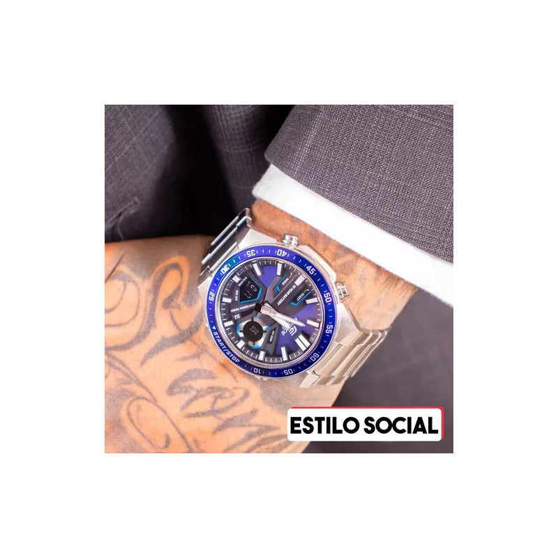 Reloj Casio Edifice Anadigi Correa De Acero Impermeable Para Hombre Color Plata Plata 2