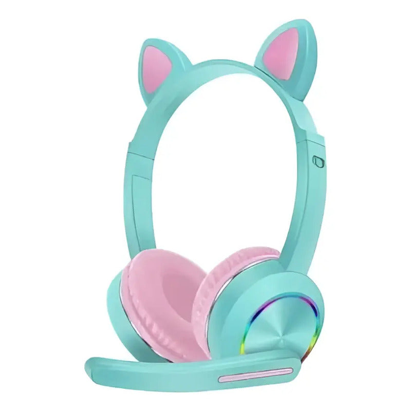 Audífonos Cat Ear Con Micrófono Y Luz Led Akz-020