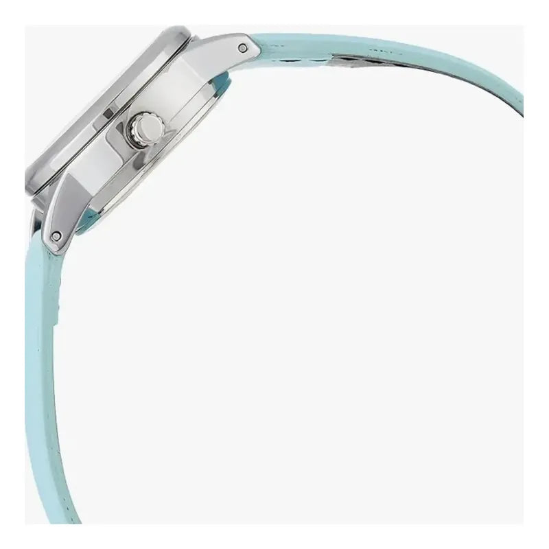 Reloj Casio Dama Ltp-v002l-2b3 De Cuero Azul Resistente Al Agua Plateado