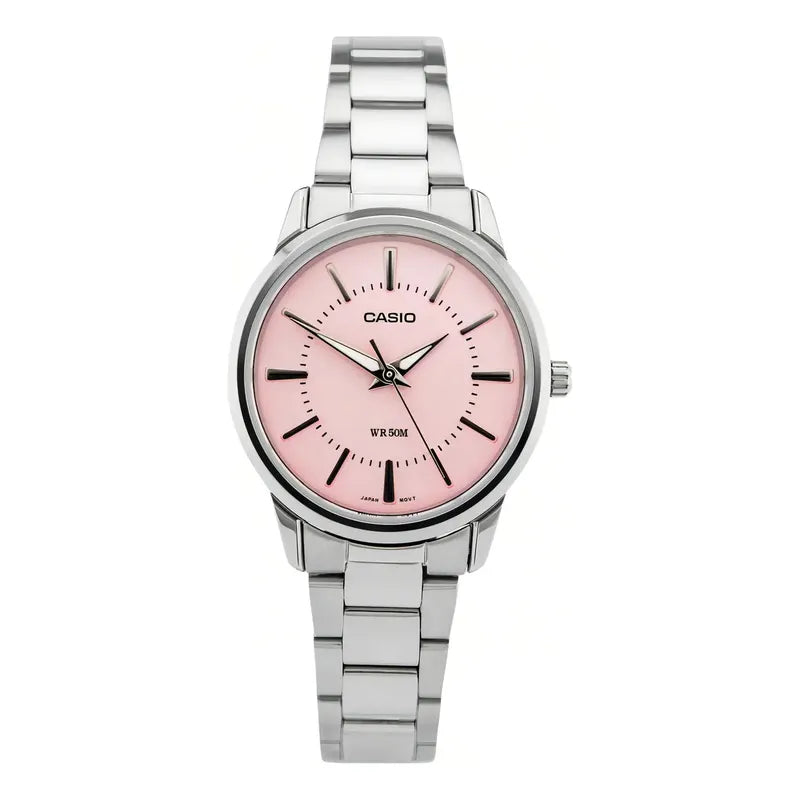 Reloj Casio Dama Ltp-1303d-4a Agente Oficial Caba Plateado Rosa