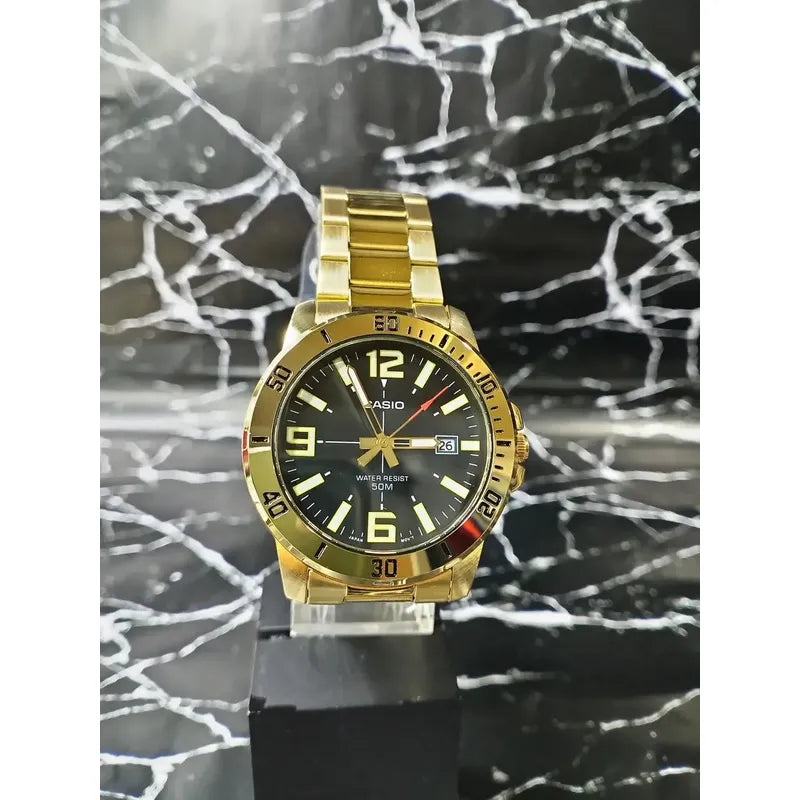 Reloj Casio Analógico Dorado Para Mujer Con Correa De Acero Inoxidable Negro