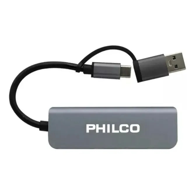 Hub 4 En 1 Tipo C A Usb Philips Plateado